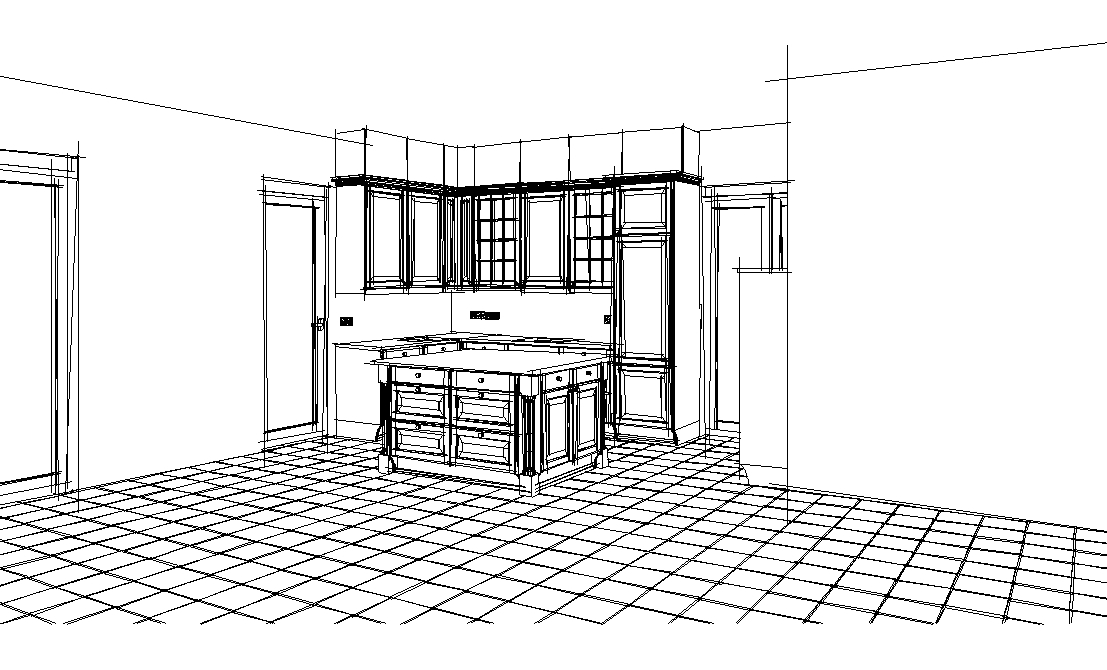 Kueche mit Pilastern und Rahmenfront